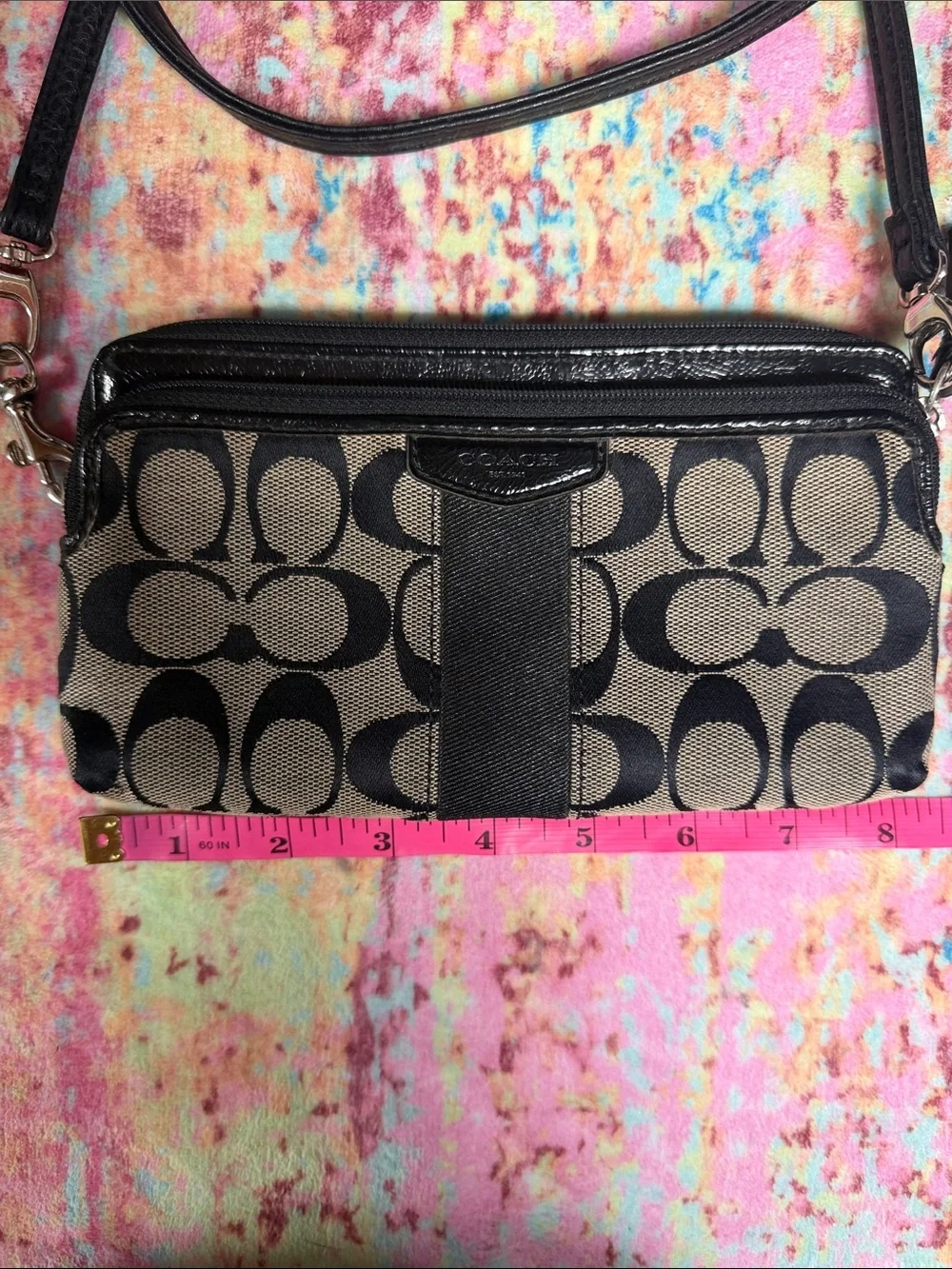 Coach Signature Crossbody in Black and Tan